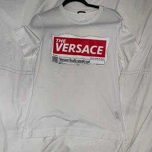 AUTHENTIC VERSACE NEWSPAPER PRINT WHITE TSHIRT